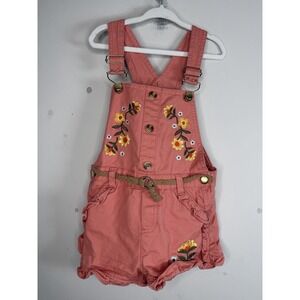 Little Lass Girls Size 5 Floral Embroidered Jumper Overalls Cottage Core Cute
